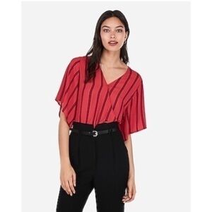 Express Red Striped‎ Kimono Bodysuit Small